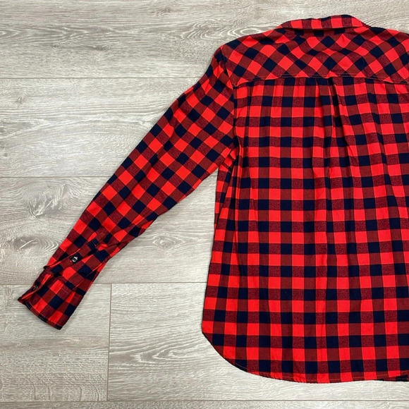 NWOT J. Crew Perfect Fit Popover Long Sleeve Flannel Buffalo Plaid Top M - Picture 15 of 16